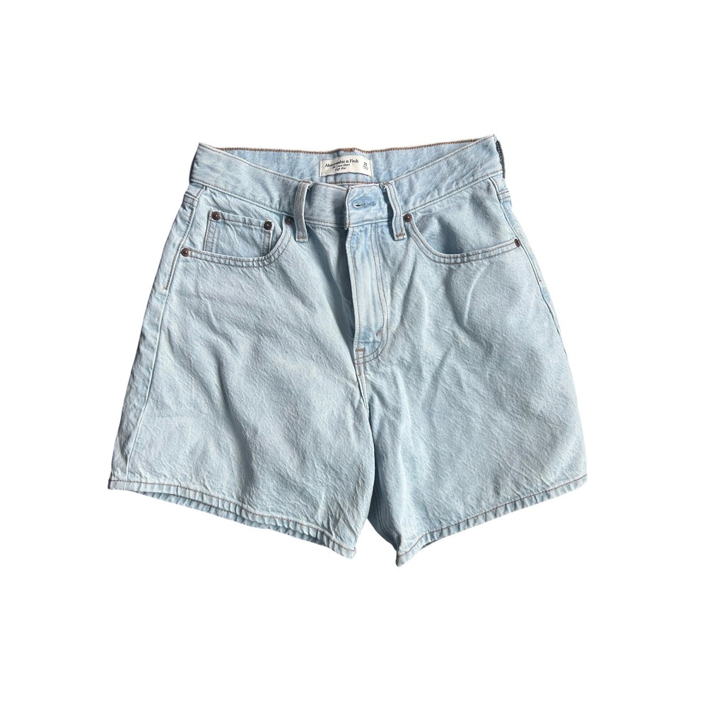Abercrombie & Fitch The Loose Short High Rise Light Wash Denim Shorts Womens 25